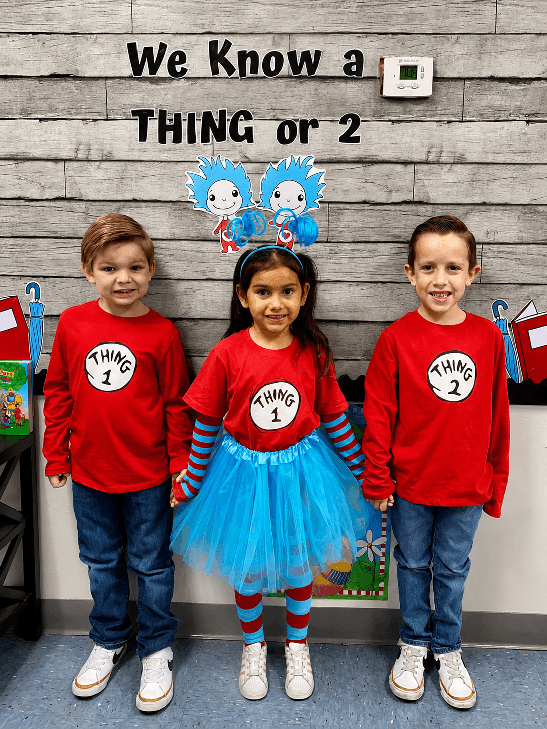 Pre-K students dressed up for a themed classroom day
