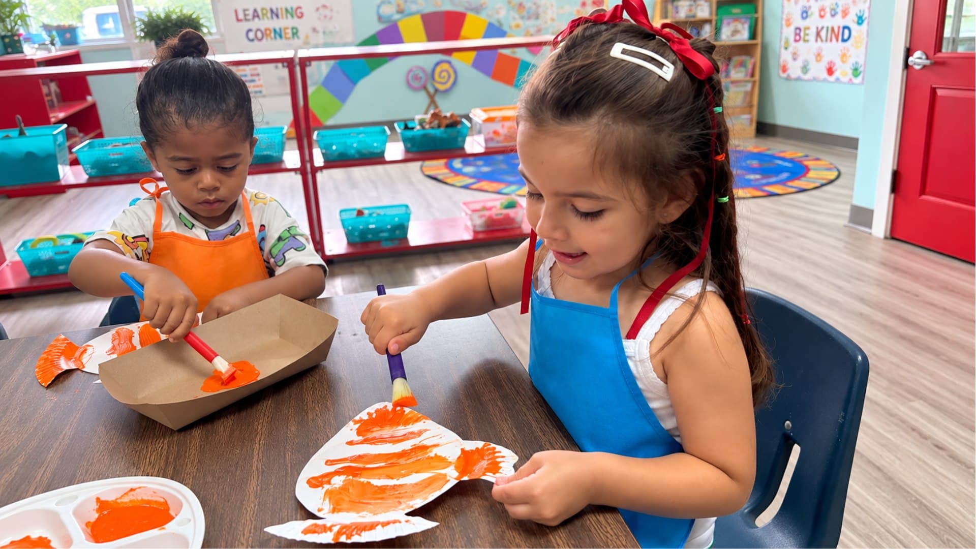 Preschoolers doing a craft project